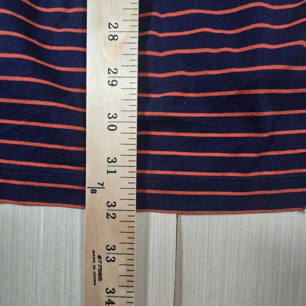 Polo Ralph Lauren Polo Shirt Men's Navy‎ Orange Striped Cotton Golf High-Low Hem